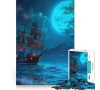Rompecabezas de Paisaje de Barco Pirata de 1000 Piezas para Adultos, para ejercitar la Mente y aliviar el estrés, con Bordes precisos, para decoración de Pared (38x26cm)