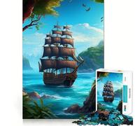 Rompecabezas de Paisaje de Barco Pirata para Adultos, 1000 Piezas, lógica Clara, Juguete, Tiempo Libre, Corte Perfecto, Regalo Creativo (38x52cm)