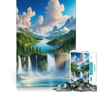 Rompecabezas de Paisaje de Cascada de montaña para Adultos, 1000 Piezas, Juguete para concentrarse, Relajarse, Bordes Ajustados, selección de Deseos de Papá Noel (50x75cm)