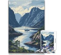 Rompecabezas de Paisaje de fiordo para Adolescentes, 1000 Piezas, Aprendizaje a través del Juego, Ocasiones Especiales, tamaño 50x75cm