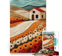 Rompecabezas de Paisaje de Hilo con casa,1000 Piezas,Juego de Habilidades mentales,Corte láser, Tiempo Tranquilo,Ejercicio Mental en casa (38x52cm)