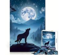 Rompecabezas de Paisaje de Lobo y Hombre Lobo, 1000 Piezas, para Pensar, Entrenar, Relajarse, recreación, Bordes definidos, Regalo sincero (50x75cm)