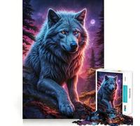 Rompecabezas de Paisaje de Lobo y Hombre Lobo de 1000 Piezas para Adultos Divertido Juego de Memoria Artesanía de Corte experta Actividad Relajante para Grupos en Interiores (38x26cm)