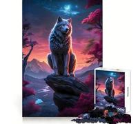 Rompecabezas de Paisaje de Lobo y Hombre Lobo para Adultos, 1000 Piezas, Creativo, para aliviar el estrés, Divertido, con Bordes precisos, Ideal para una Navidad inolvidable (38x26cm)