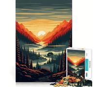 Rompecabezas de Paisaje de montaña con cabaña al Atardecer para Adolescentes, 1000 Piezas, para estimular la Memoria, Relajante y Divertido, Ideal para armar (50x75cm)