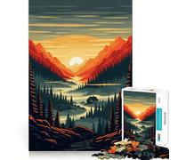 Rompecabezas de Paisaje de montaña con cabaña al Atardecer para Adultos, 1000 Piezas, Juego de lógica Resistente, Tiempo en Familia, Bordes definidos, Regalo Ideal (38x52cm)