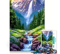 Rompecabezas de Paisaje de montaña con Cascada y Arroyo para Adultos, 1000 Piezas, Juguete para ejercitar la Mente, diversión en Interiores, Corte de precisión, Regalo navideño (50x75cm)