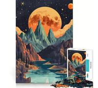 Rompecabezas de Paisaje de montaña con Luna Gigante, 1000 Piezas, para Adolescentes, para Fortalecer la Memoria, para el hogar, para el Ocio, con Bordes limpios, un Regalo entrañable (50x75cm)