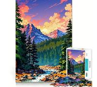 Rompecabezas de Paisaje de montaña con río y Bosque para Adolescentes, 1000 Piezas, Juguete Mental, diversión, Corte Premium, Regalo Original (38x26cm)