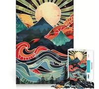 Rompecabezas de Paisaje de montaña en Acuarela para Adolescentes 1000 Piezas Juego para estimular la Mente Montaje Firme y Seguro Actividad para Fortalecer los Lazos Familiares (50x75cm)