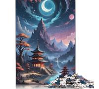 Rompecabezas de Paisaje de montaña japonés, Rompecabezas Rectangular de Papel Entrelazado preciso para niños y niñas, 1000 Piezas (75 x 50 cm)