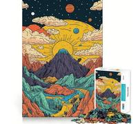 Rompecabezas de Paisaje de montaña y Sol para Adultos, 1000 Piezas, Juguete de razonamiento y Habilidad, Alivio de la ansiedad, Corte preciso, Regalo Elegante (50x75cm)