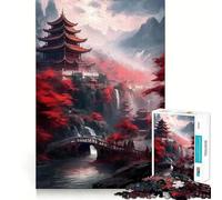 Rompecabezas de Paisaje de Pagoda de Japón para Adolescentes, 1000 Piezas, Juguete de razonamiento y Habilidad, Juego Relajante, Corte Exacto, Regalo de Santa Claus (50x75cm)