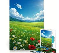 Rompecabezas de Paisaje de Pradera Vibrante con Flores para Adultos,1000 Piezas,Juego Think Boost,Estructura de Encaje precisa,fácil de Aprender,diversión para Toda la Familia (38x52cm)