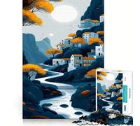 Rompecabezas de Paisaje de Pueblo de montaña para Adultos, 1000 Piezas, Juguete para ejercitar la Mente, Tiempo de relajación, diseño, Montaje, (50x75cm)