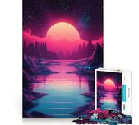 Rompecabezas de Paisaje de Puesta de Sol Retro de 1000 Piezas para Adolescentes Pure Logic Toy Gentle Relax Clean Cut Fine Art Piece (38x52cm)