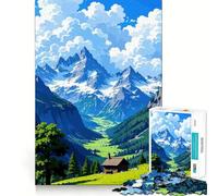 Rompecabezas de Paisaje de Valle de montaña con cabaña para Adultos, 1000 Piezas, Juguete para ejercitar la Mente, diversión en Interiores, Corte de precisión, Regalo navideño (50x75cm)