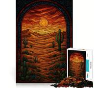 Rompecabezas de Paisaje desértico en vidrieras, 1000 Piezas, para Adultos, Regalos, para Fortalecer la Memoria, Momentos de Serenidad, Calidad, Borde, Deseo de Papá Noel 38x26cm