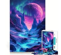Rompecabezas de Paisaje Espacial neón de 1000 Piezas para Adultos Juguete de lógica Resistente, antiestrés, Bordes Transparentes, Regalo Original (38x52cm)