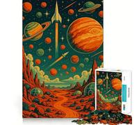 Rompecabezas de Paisaje Espacial Retro con Planetas, 1000 Piezas, para Adolescentes, Juguete de razonamiento y Habilidad, diversión Relajante, Corte preciso, Regalo Ideal (38x26cm)