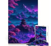Rompecabezas de Paisaje Estilo Vaporwave neón de 1000 Piezas para Adultos Regalos para Mejorar la Memoria Ambiente Tranquilo y Relajado Diseño artístico con Bordes definidos (38x52cm)