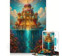 Rompecabezas de Paisaje fantástico de Palacio Submarino,Juego de Memoria de 1000 Piezas,Manualidades de Corte de Alta precisión,desafío Cerebral Interactivo para el hogar (38x26cm)