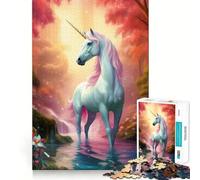 Rompecabezas de Paisaje fantástico de Unicornio de 1000 Piezas Juego de Habilidad Mental Ajuste Estable Sin Piezas Que se muevan Pasatiempo Divertido para Fines de Semana Largos (38x26cm)