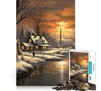 Rompecabezas de Paisaje Invernal de 1000 Piezas para Adolescentes Juego Divertido con Encaje Huecos Actividad Nocturna para Toda la Familia (38x26cm)