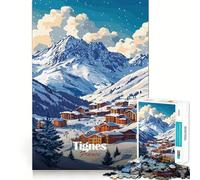 Rompecabezas de Paisaje Invernal de Tignes, Francia, para Adultos, 1000 Piezas, para Mejorar la Memoria, el Tiempo Libre, Bordes precisos, Regalo para Festivales 38x52cm