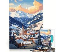 Rompecabezas de Paisaje Invernal de Verbier,Suiza,para Adultos,1000 Piezas,Juego Think Boost,Estructura de Encaje precisa,fácil de Aprender,diversión para Toda la Familia (38x52cm)