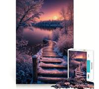 Rompecabezas de Paisaje Invernal Junto a un Lago para Adolescentes 1000 Piezas diversión Estimulante componentes Resistentes y de Corte Limpio Actividad para Compartir en Familia (50x75cm)