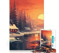 Rompecabezas de Paisaje Invernal para Adolescentes 1000 Piezas Juego de Memoria Mental Cierre Seguro sin Piezas Sueltas Ideal para Viajar ejercitar la Mente (50x75cm)