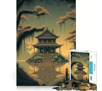 Rompecabezas de Paisaje japonés Antiguo de 1000 Piezas Ejercicio Mental Divertido Piezas de Ajuste preciso Una Forma entretenida de Pasar el Tiempo Libre (38x52cm)