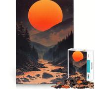 Rompecabezas de Paisaje japonés Atardecer sobre Las montañas de 1000 Piezas para Adultos Juguete Inteligente para Jugar en Interiores Corte preciso Un Regalo Encantador 38x52cm
