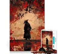 Rompecabezas de Paisaje japonés con samuráis, 1000 Piezas para Adultos Mejora la Memoria Diversión Relajante Corte Regalo Memorable (38x52cm)