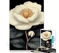 Rompecabezas de Paisaje japonés de Rosa Blanca con Tallo Dorado 1000 Piezas para Adultos Juego Divertido y fácil de armar Ideal para divertirse en Familia (38x52cm)