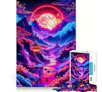 Rompecabezas de Paisaje japonés neón para Adultos, 1000 Piezas, Juguete para ejercitar la Mente, diversión en Interiores, Corte de precisión, Regalo navideño (38x52cm)