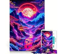 Rompecabezas de Paisaje japonés neón para Adultos, 1000 Piezas, Juguete para ejercitar la Mente, Tiempo de relajación, diseño, Montaje, (50x75cm)