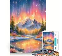 Rompecabezas de Paisaje montañoso Invernal con Aurora Boreal para Adultos 1000 Piezas Juego Think Boost Estructura de Encaje precisa fácil de Aprender diversión para Toda la Familia (50x75cm)