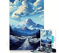 Rompecabezas de Paisaje montañoso Invernal con Sendero de Piedra 1000 Piezas Juego de concentración Mental Corte de precisión Bordes Suaves Juego para Construir Conexiones significativas (38x52cm)