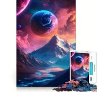 Rompecabezas de Paisaje montañoso Surrealista con Planetas, 1000 Piezas para Adultos Mejora la Memoria Un Momento cálido Obra de Arte para armar 50x75cm