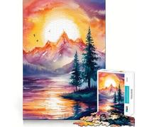 Rompecabezas de Paisaje Natural en Acuarela de 1000 Piezas Juego de concentración Mental Corte de precisión Bordes Lisos Actividad Absorbente para Noches tranquilas (38x26cm)