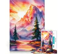 Rompecabezas de Paisaje Natural en Acuarela para Adolescentes 1000 Piezas diversión Que estimula la Mente componentes Resistentes y de Corte Limpio Actividad para Compartir con los niños (38x52cm)