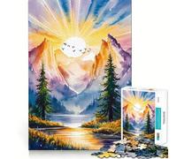 Rompecabezas de Paisaje Natural en Acuarela para Adultos 1000 Piezas Juego de Memoria Cerebral Cortado con láser para un Ajuste Perfecto aliviar el estrés (50x75cm)