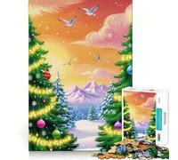 Rompecabezas de Paisaje navideño nevado para Adultos, 1000 Piezas, Grupo de Habilidad Mental, Joy Quality Edge Art Collection Piece (38x52cm)