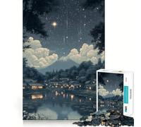 Rompecabezas de Paisaje Nocturno en Japón para Adultos, 1000 Piezas, sólido, de lógica, Simple, Divertido, Corte de precisión, (50x75cm)