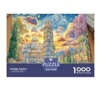 Rompecabezas de Paisaje Pintado de 1000 Piezas, desafiante Juego de Juguetes, Regalo, Templo de fantasía, Cielo Colorido para decoración de Pared del hogar, para Adultos y niños, 52x38cm1000pcs