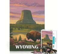 Rompecabezas de Paisaje Retro de Wyoming de 1000 Piezas para Adultos Divertido Juego de Memoria Artesanía de Corte experta Actividad Relajante para Grupos en Interiores (38x26cm)