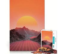 Rompecabezas de Paisaje Retro synthwave con cuadrícula de 1000 Piezas para Adolescentes Rompecabezas Think Toy Together Divertido Arte de Corte preciso Coleccionable (38x52cm)