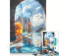 Rompecabezas de Paisaje Surrealista con Agua y Arcos, 1000 Piezas para Adultos Juguete Inteligente para Jugar en Interiores Corte preciso Un Regalo Encantador 38x26cm